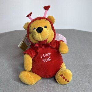 Firefly Pooh Love Bug Pink Wings The Disney Store Bean Bag Plush 8" Dated 2000